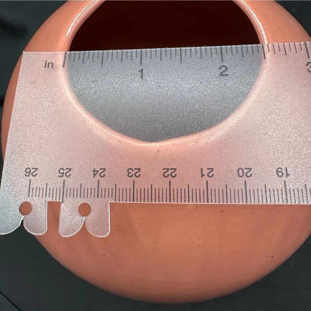 Vintage Coral Orange Orb Vase Glossy Ceramic Globe Bud Vase Retro 1980s 5.75